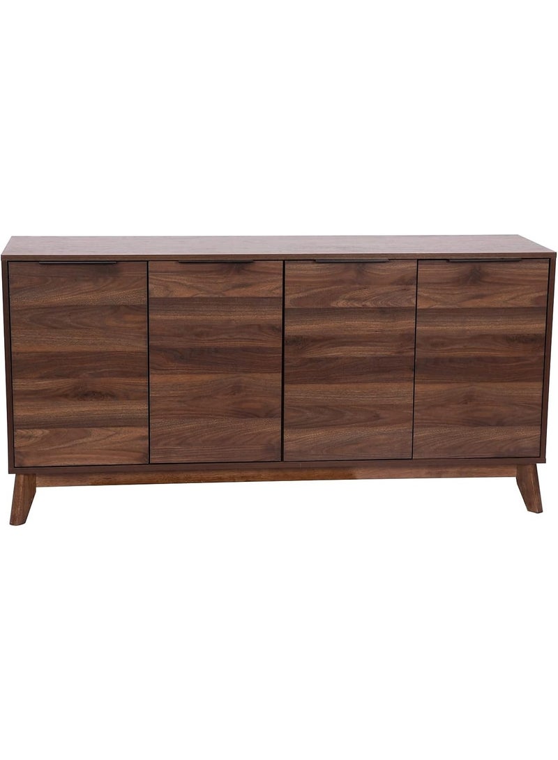 Flash Furniture Hatfield Engineered Wood TV Stand for up to 64" TVs, Media Console/TV Cabinet with Adjustable Shelf and Soft Close Doors, Dark Walnut - Image 1